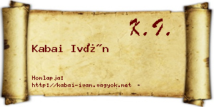 Kabai Iván névjegykártya