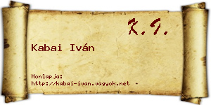 Kabai Iván névjegykártya
